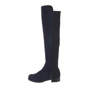 Stuart Weizman size 6 over the knee boots: navy blue suede & black pull on boot
